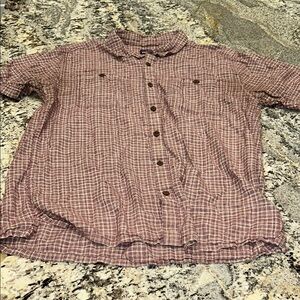 Patagonia Brown and White Casual Button Down Shirt